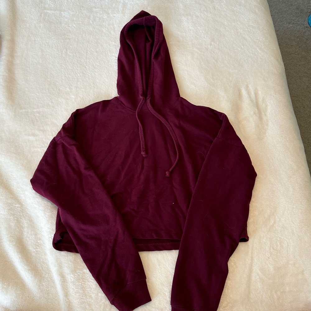 Burgundy Hoodie Crop Top